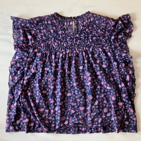 Isabel Marant Etoile Sleveless Ruffled Floral Blouse 44 L XL 10 12 - Picture 2 of 4
